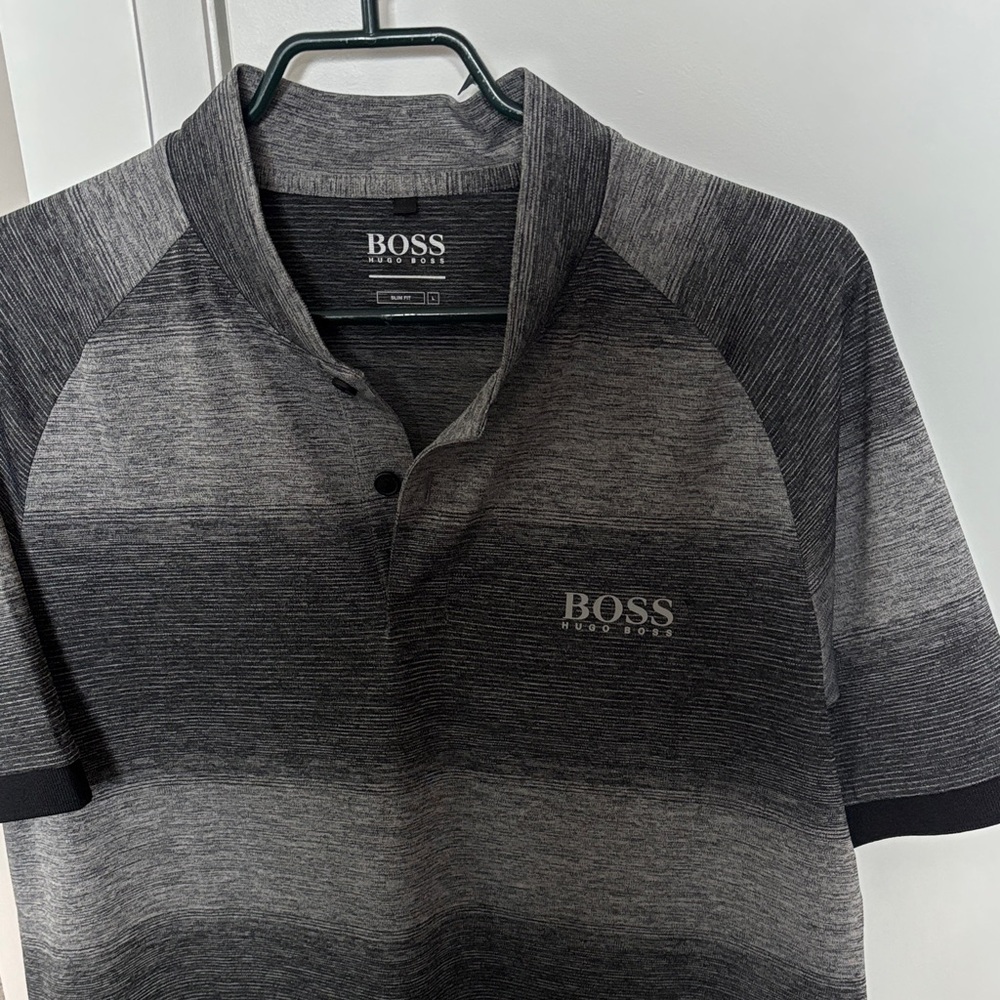 Hugo Boss Men's Ombre Black & Gray Polo - Picture 3 of 4
